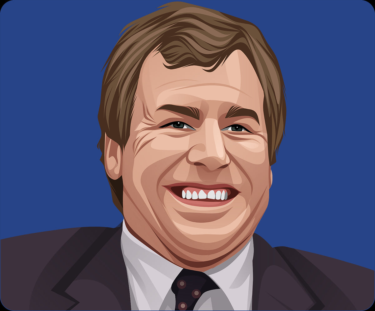 Retrotext Everton 1995 FA Cup mug featuring a detailed illustration of manager Joe Royle on a glossy white background