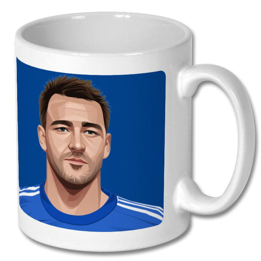 Retrotext Chelsea 2015 League Cup winners ceramic mug featuring a graphic illustration of captain John Terry