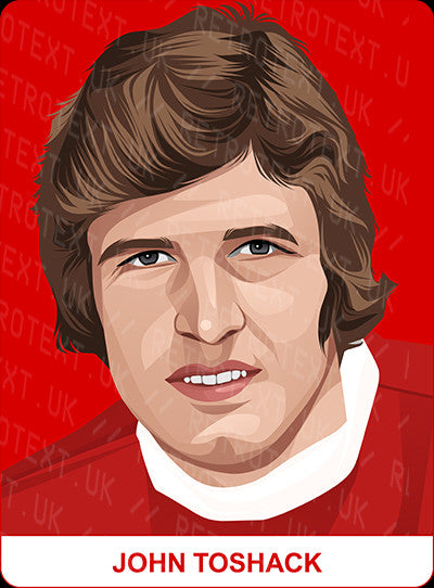 Retrotext personalised Liverpool Legends mug featuring a John Toshack illustration on a glossy white 11oz ceramic base
