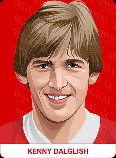 Retrotext personalised Liverpool Legends mug featuring a Kenny Dalglish illustration on a glossy white 11oz ceramic