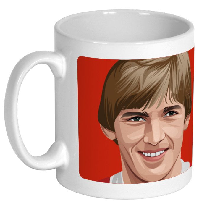 Retrotext Liverpool 1988 Kenny Dalglish glossy white 11oz ceramic mug with a red background graphic