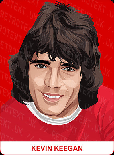 Retrotext personalised Liverpool Legends mug featuring a Kevin Keegan illustration on a glossy white ceramic surface