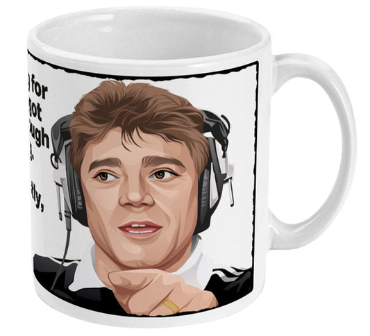 Retrotext Newcastle United 1996 Kevin Keegan I Will Love It quote graphic on a glossy white 11oz ceramic mug