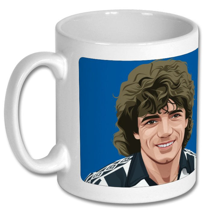 Retrotext Newcastle United 1982 Kevin Keegan debut mug featuring a glossy white finish and a portrait illustration