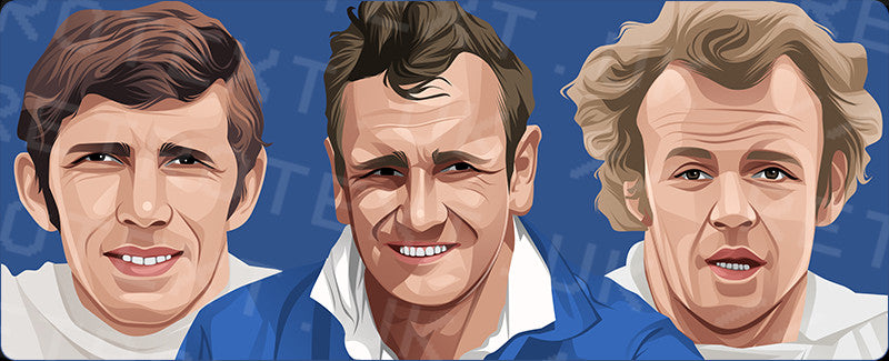 Retrotext Leeds United mug featuring illustrated portraits of football legends Johnny Giles, Don Revie, and Billy Bremner