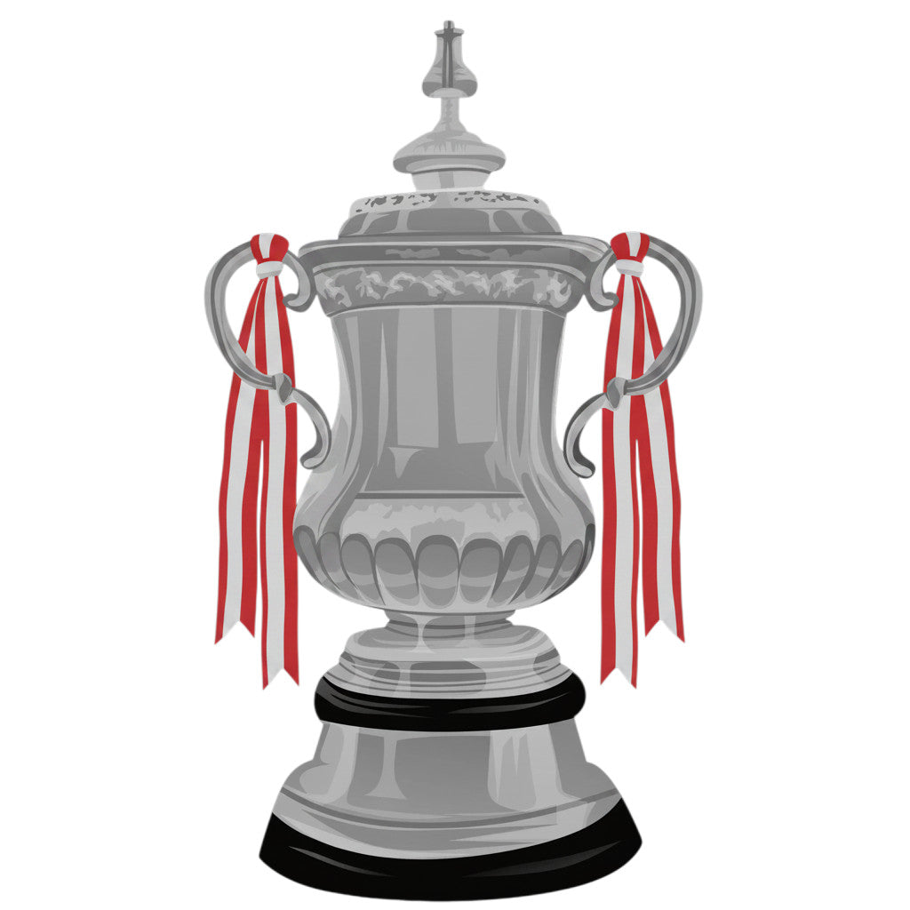 Retrotext Liverpool 2006 FA Cup trophy illustration on a glossy white 11oz ceramic mug