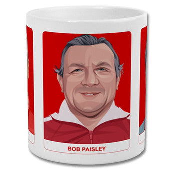 Retrotext personalised Liverpool Legends mug featuring a glossy white finish and a portrait of Bob Paisley.