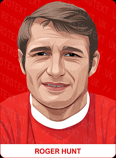 Retrotext personalised Liverpool Legends mug featuring a vibrant illustration of football legend Roger Hunt