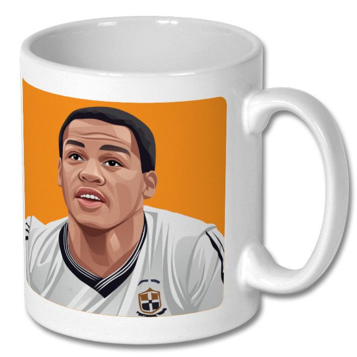 Retrotext Luton Town 1988 League Cup Brian Stein illustration on a glossy white 11oz ceramic mug