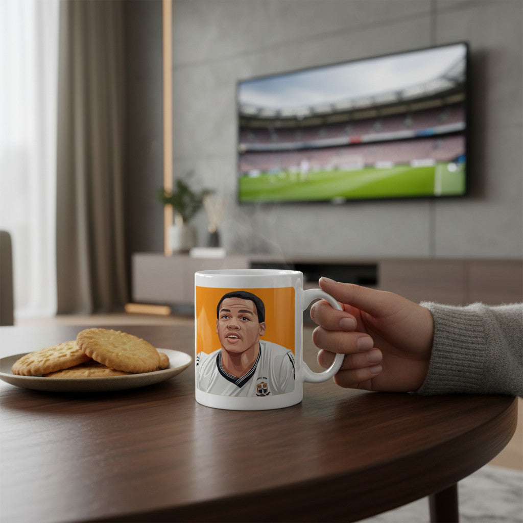 Retrotext Luton Town 1988 League Cup Winners Brian Stein mug featuring a graphic illustration on a glossy white finish.