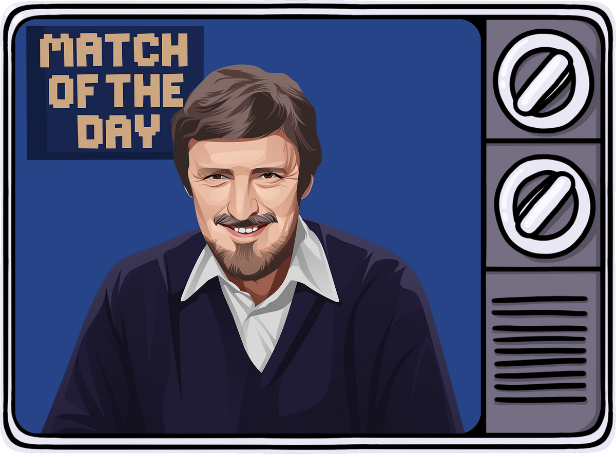 Retrotext book cover featuring a retro television illustration with a 1980s football presenter and Match of the Day text