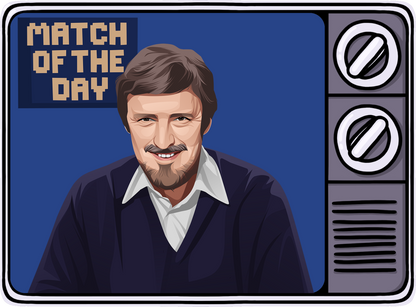 Retrotext book cover featuring a retro television illustration with a 1980s football presenter and Match of the Day text