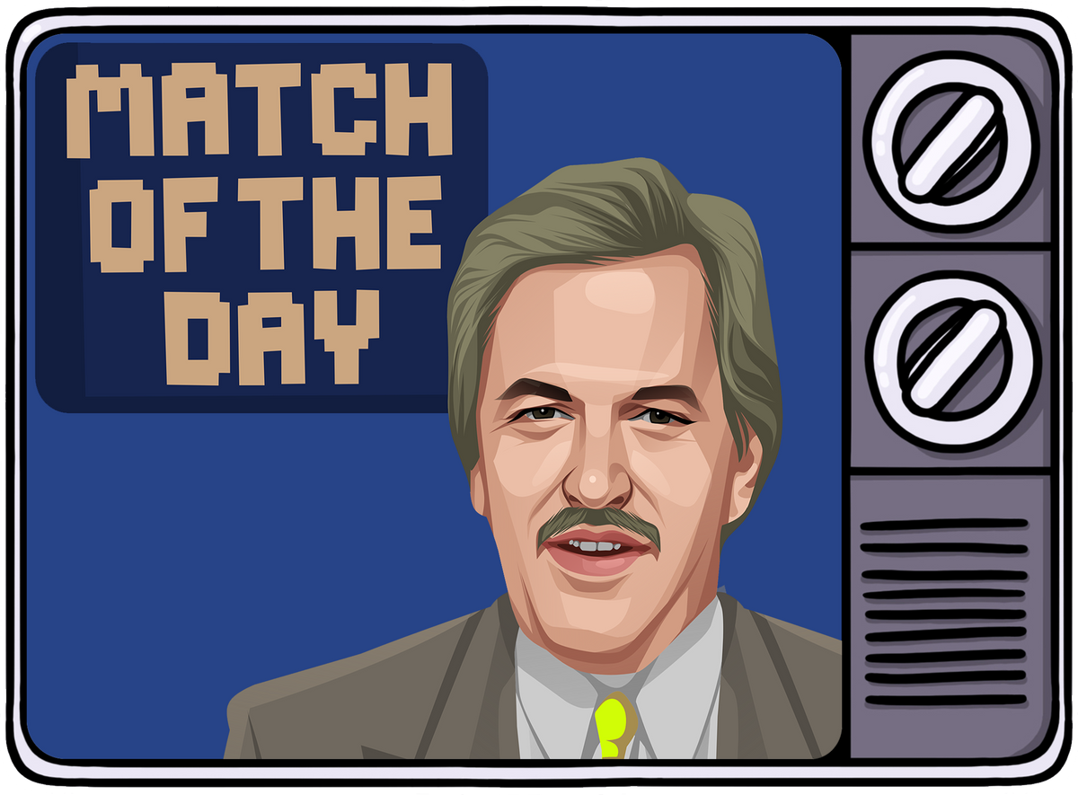 Retrotext book cover featuring a cartoon illustration of a 1990s television set displaying a Match of the Day graphic.