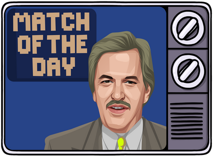 Retrotext book cover featuring a cartoon illustration of a 1990s television set displaying a Match of the Day graphic.