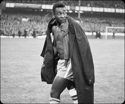 Retrotext book featuring a black and white photograph of football legend Pele on the pitch at Goodison Park in 1966.