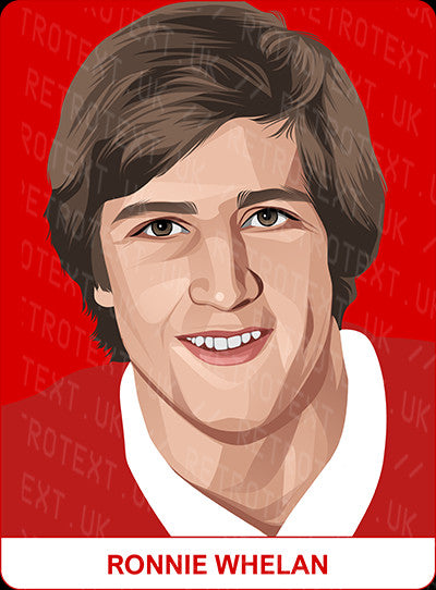 Retrotext personalised Liverpool Legends mug featuring a vibrant illustrated portrait of Ronnie Whelan on red background