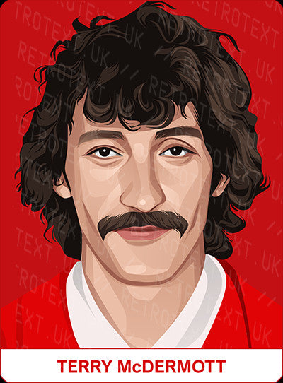 Retrotext personalised Liverpool Legends mug featuring a vibrant illustrated portrait of Terry McDermott