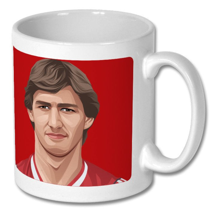 Retrotext Arsenal 1998 Premier League Champions ceramic mug featuring a red background and Tony Adams illustration