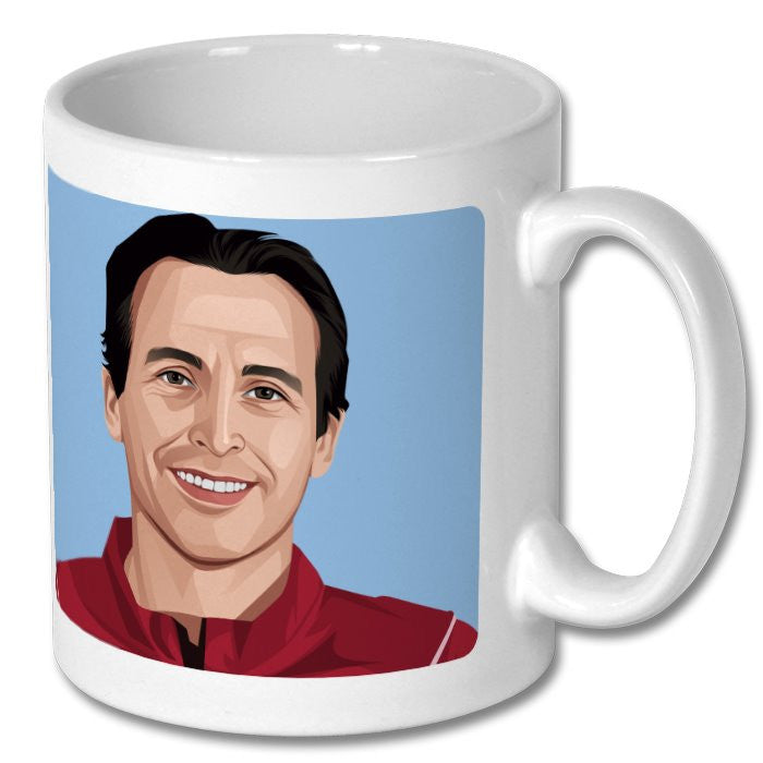 Retrotext Aston Villa 2026 Europa League Winners ceramic mug featuring a graphic illustration of Unai Emery