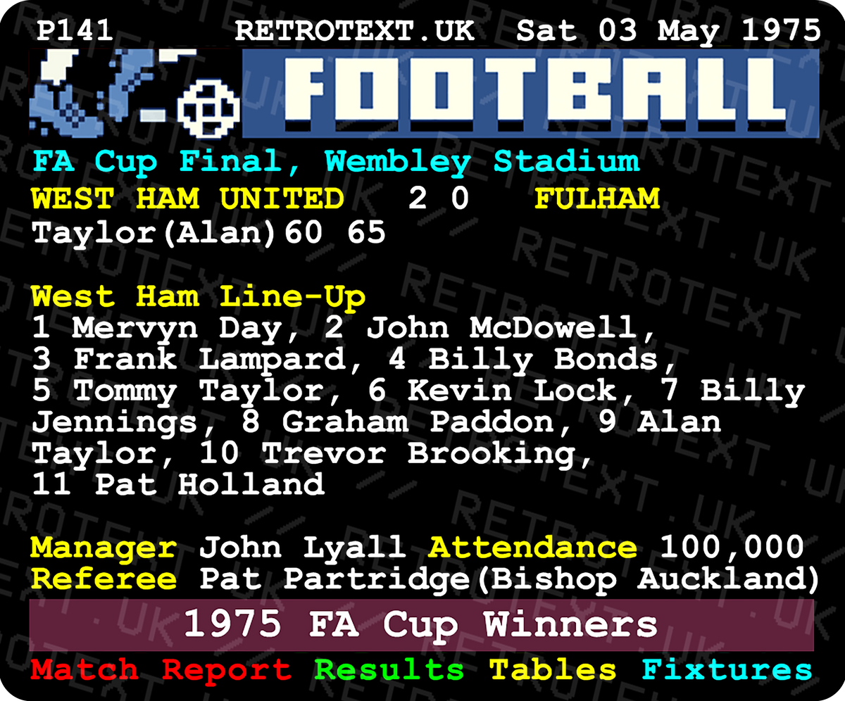 West Ham United 1975 FA Cup Winners Trevor Brooking Teletext Mug Ceramic 11oz mug Retrotext