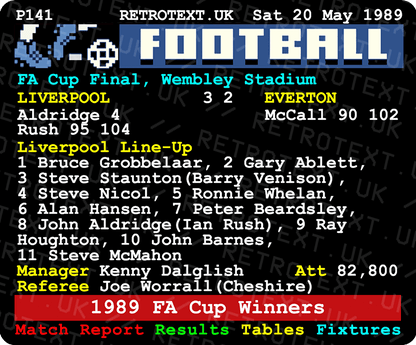 Liverpool 1989 FA Cup Winners Ian Rush Teletext Mug