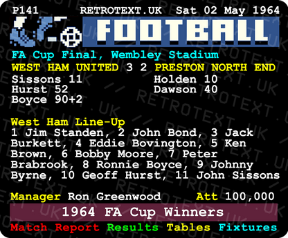 West Ham United 1964 FA Cup Winners Bobby Moore Teletext Mug