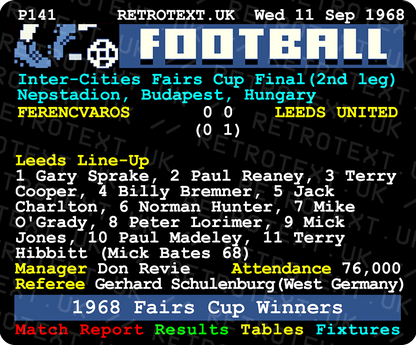 Leeds United 1968 Inter-Cities Fairs Cup Winners Teletext Mug