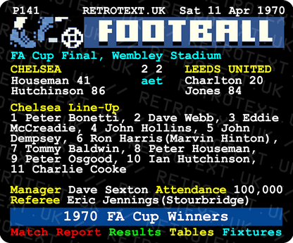 Chelsea 1970 FA Cup Winners Teletext Mug