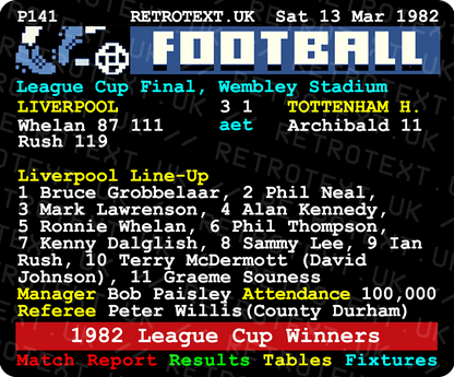 Liverpool 1982 League Cup Winners Bob Paisley Teletext Mug