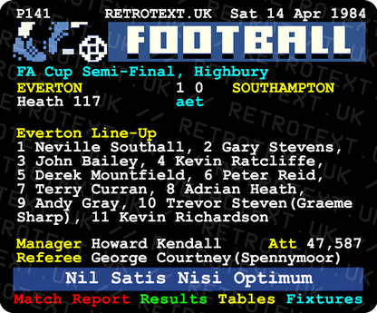 Everton 1984 FA Cup Semi-Final v Southampton Teletext Mug with Player Choice