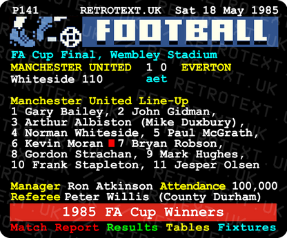 Manchester United 1985 FA Cup Winners Teletext Mug