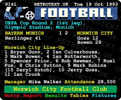 Norwich City 1990s v Arsenal & Bayern Munich Teletext Mug
