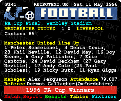 Manchester United 1996 FA Cup Winners Alex Ferguson Teletext Mug