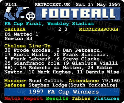 Chelsea 1997 FA Cup Winners Teletext Mug
