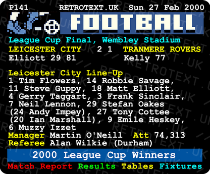 Leicester City 2000 League Cup Winners Matt Elliott Teletext Mug
