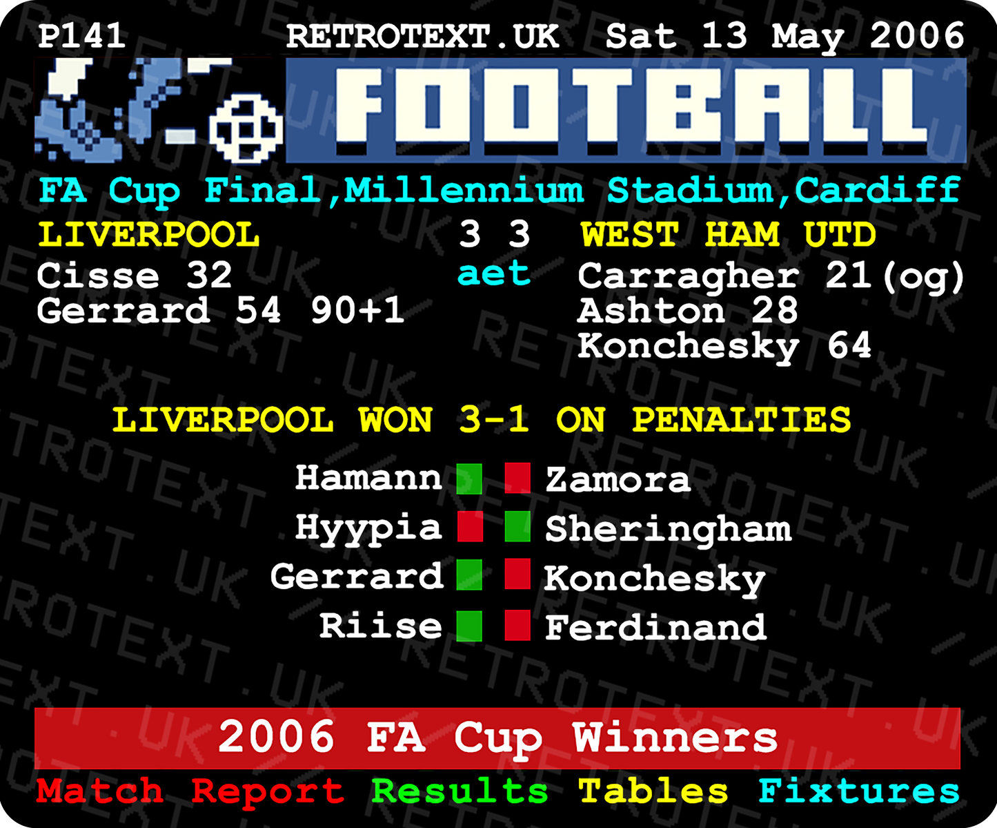 Liverpool 2006 FA Cup Winners Steven Gerrard Teletext Mug