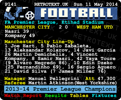 Manchester City 2014 Premier League Champions Teletext Mug