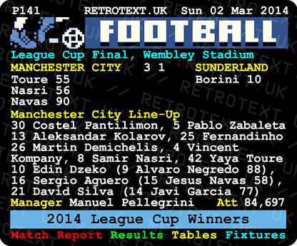 Manchester City 2014 League Cup Winners Teletext Mug