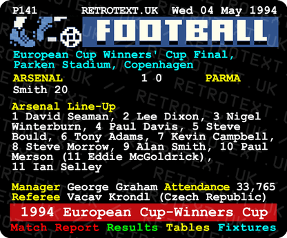 Arsenal 1970 & 1994 European Glory Teletext Mug