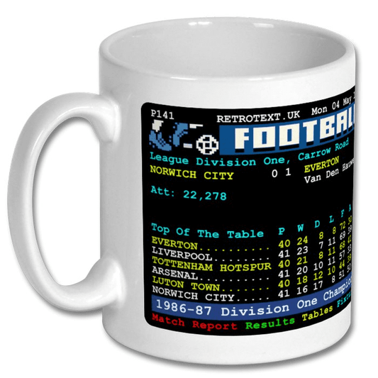 Everton 1987 Division One Champions Teletext Mug with Player Choice