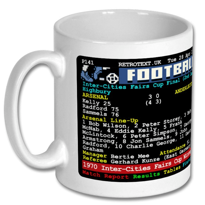 Arsenal European glory teletext mug