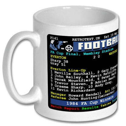 Everton 1984 FA Cup Winners Teletext Mug with Player Choice
