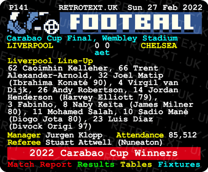 Liverpool 2022 Carabao Cup Winners Teletext Mug