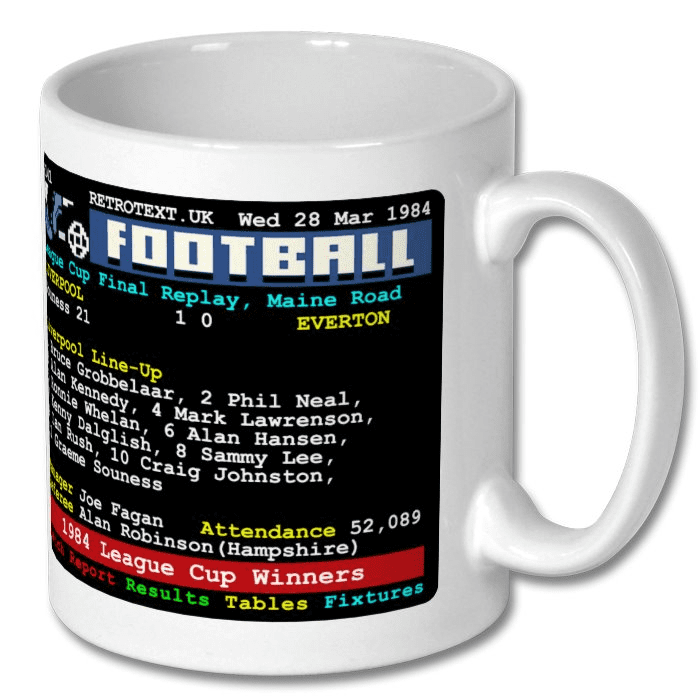 Liverpool 1984 League Cup Winners Teletext Mug