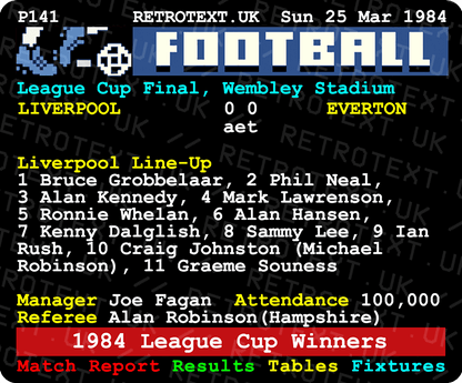 Liverpool 1984 League Cup Winners Teletext Mug