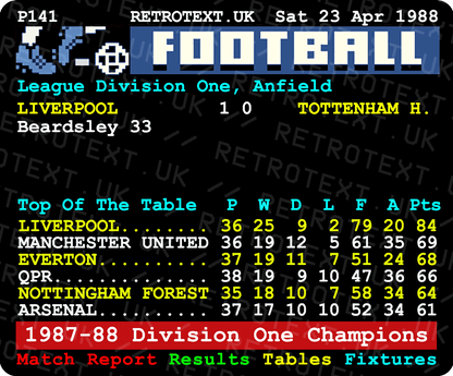 Liverpool 1988 Division One Champions Kenny Dalglish Teletext Mug