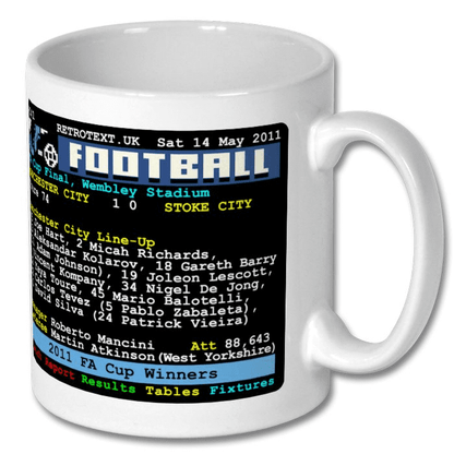 Manchester City 2011 FA Cup Winners Teletext Mug